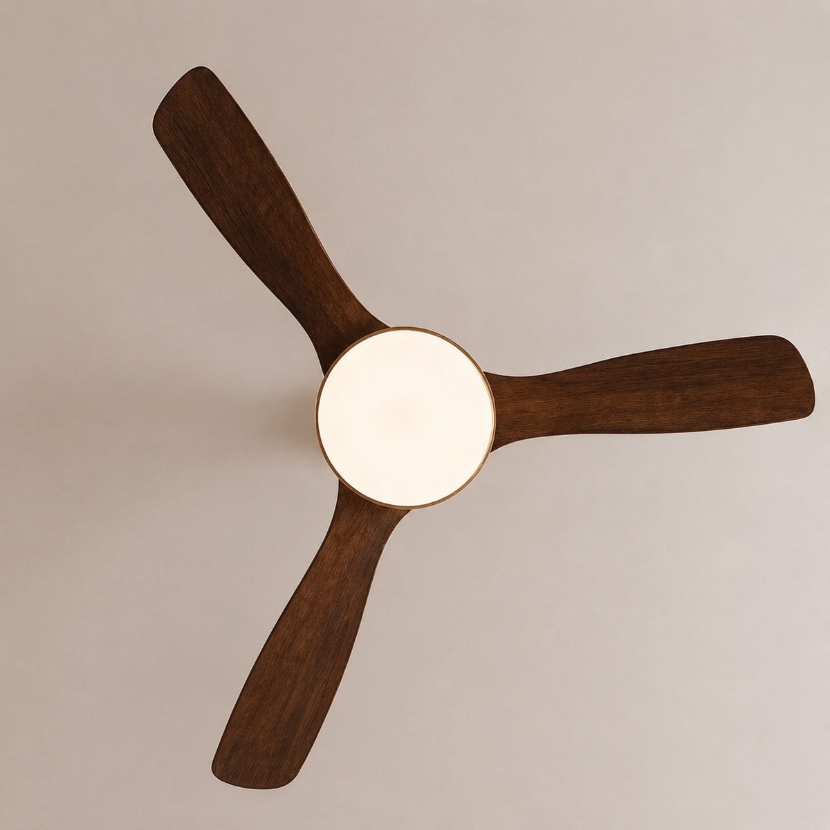 Brushed Brass & Walnut Blade Ceiling Fan with LED Light 6 Speed 91 to 132 cm