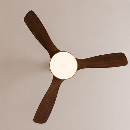 Brushed Brass & Walnut Blade Ceiling Fan with LED Light 6 Speed 91 to 132 cm