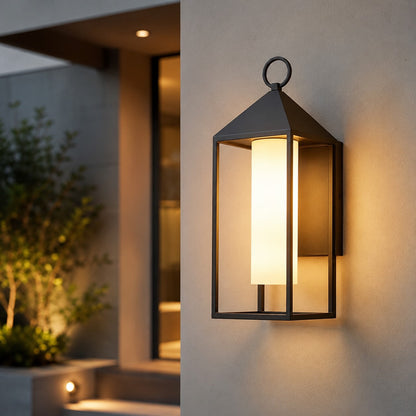 Modern Rustic Outdoor Wall Light Waterproof Die-Cast Aluminum LED 3000K Rectangular Lantern