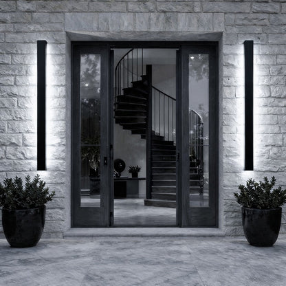 Black Modern Outdoor Wall Light Linear Design Wall Mounted Iron LED Dimmable Waterproof for Porch