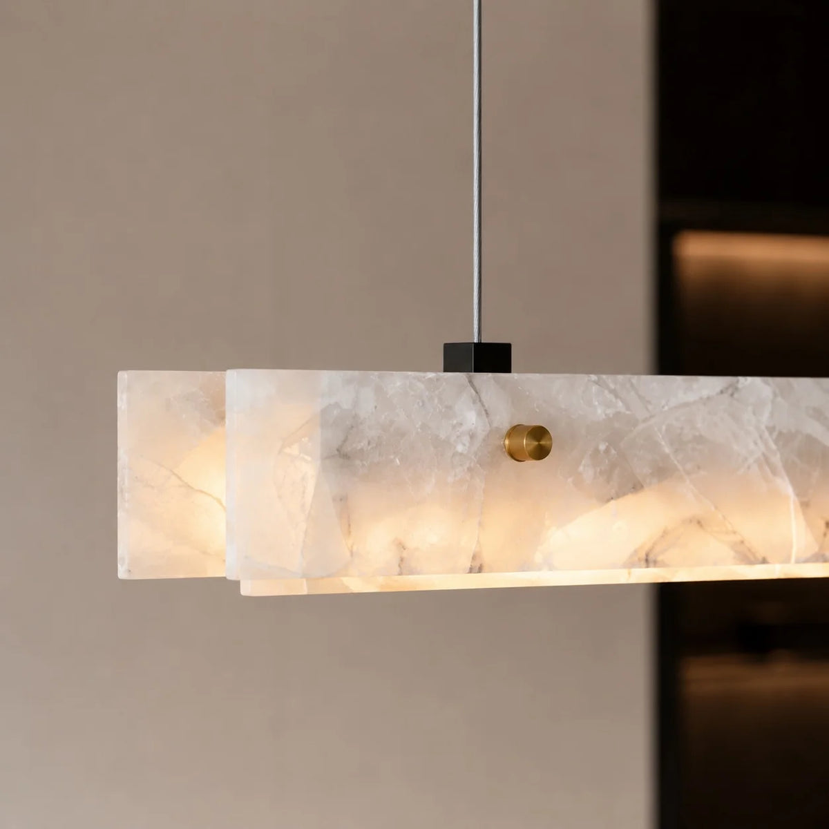 Luxury Linear Marble LED Pendant Light Minimalist Chandelier Kitchen Island Dining Room Bar Ceiling
