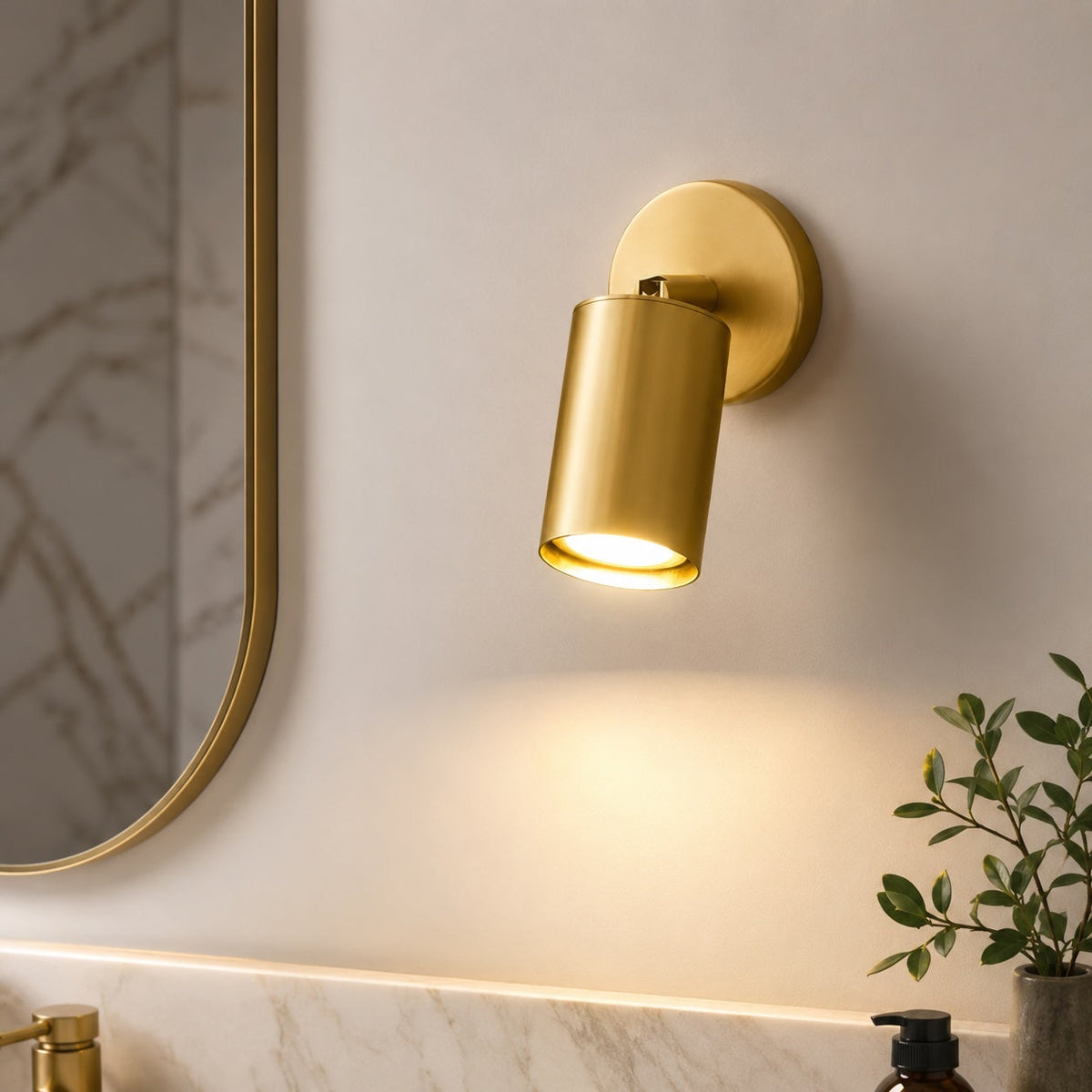 Brass Rotating Spotlight Wall Light GU10 1–4 Head 350° Wall or Ceiling