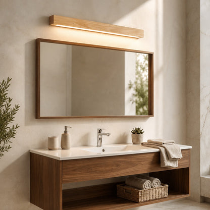 Wood Linear LED Wall Light Downlight or Up & Down 60–120cm Dimmable