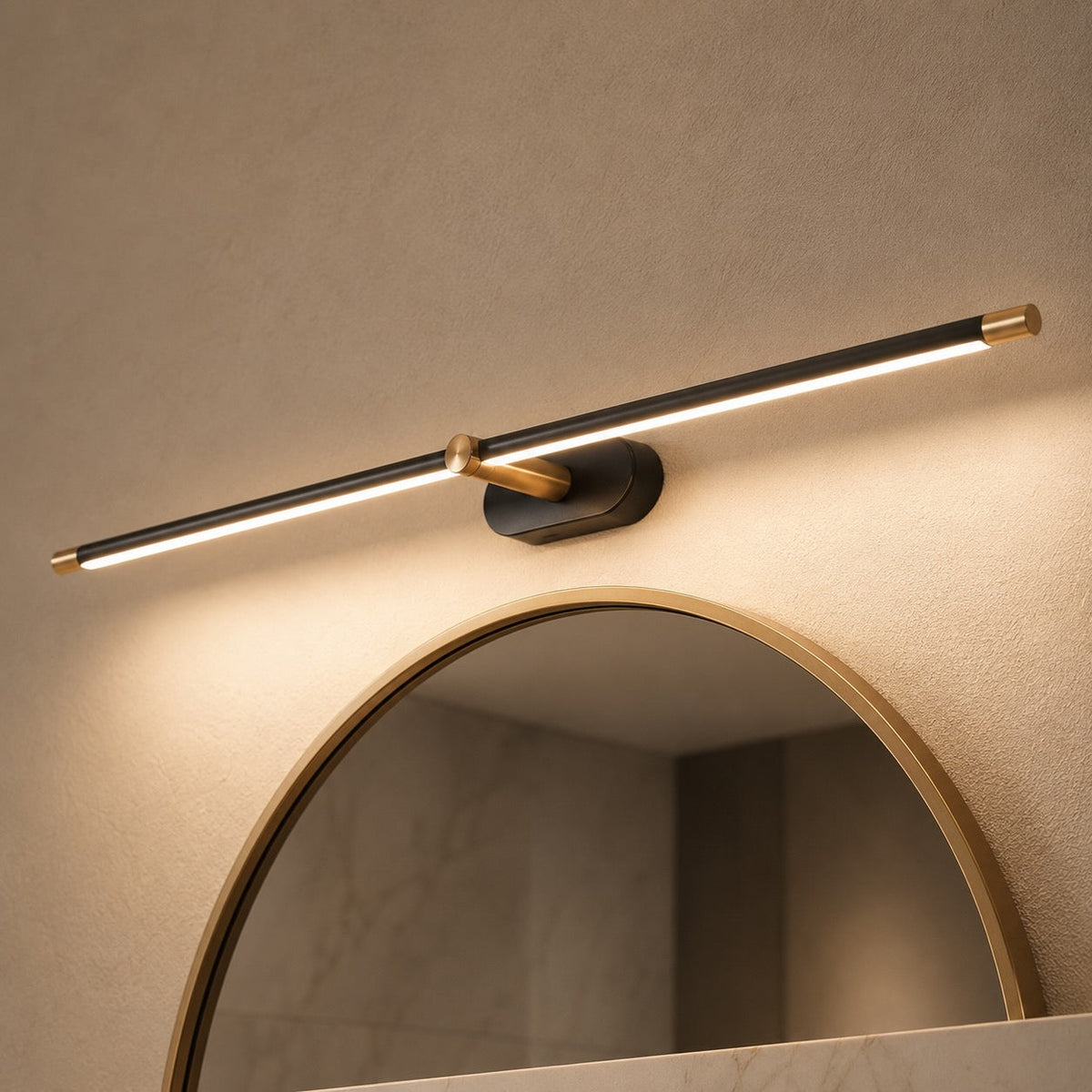 Minimalist Linear LED Vanity Wall Light IP44 69–127cm Gold, Black or Nickel