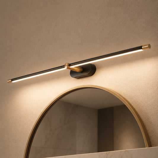 Minimalist Linear LED Vanity Wall Light IP44 69–127cm Gold, Black or Nickel