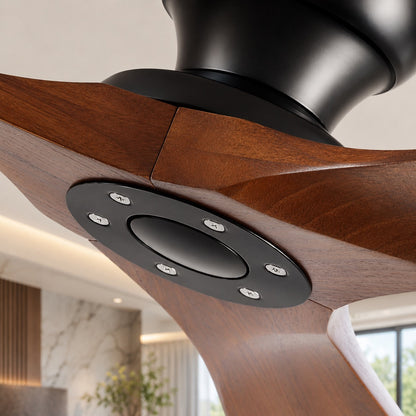 Low Profile Wood Blade DC Ceiling Fan 6 Speed Remote Control 106 to 178 cm