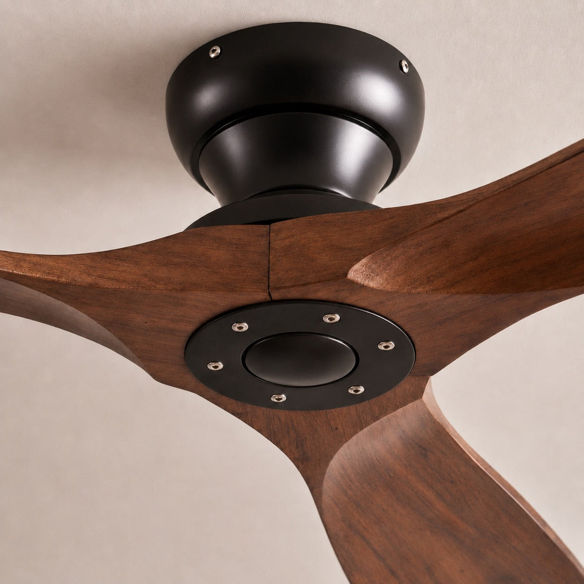Low Profile Wood Blade DC Ceiling Fan 6 Speed Remote Control 106 to 178 cm