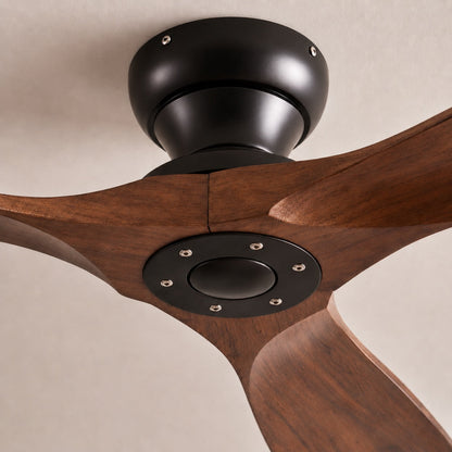 Low Profile Wood Blade DC Ceiling Fan 6 Speed Remote Control 106 to 178 cm