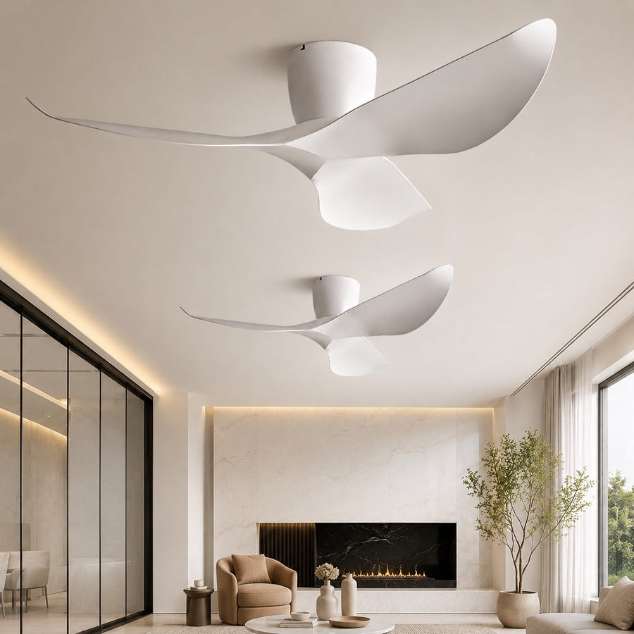 Wood-Look Blade Low Profile DC Ceiling Fan without Light 6 Speed 96 or 132 cm