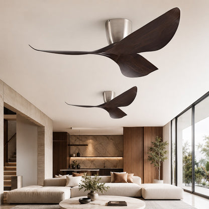 Wood-Look Blade Low Profile DC Ceiling Fan without Light 6 Speed 96 or 132 cm