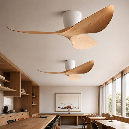 Wood-Look Blade Low Profile DC Ceiling Fan without Light 6 Speed 96 or 132 cm