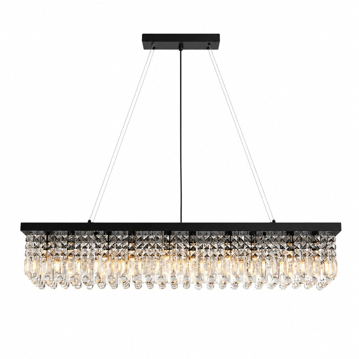 Black Rectangular K9 Crystal Chandelier LED