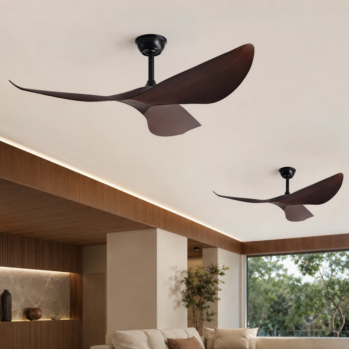 Dual Downrod Quiet DC Ceiling Fan 6 Speed Reversible without Light 96 or 132 cm
