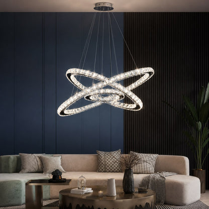 Crystal Multi-Ring Chandelier Adjustable LED Round