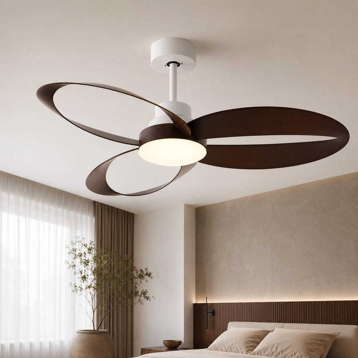 Sculpted Blade DC Ceiling Fan with CRI 90 LED Light 6 Speed Remote 106 or 132 cm
