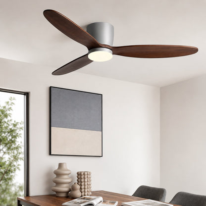 Wood Grain Blade DC Ceiling Fan with 28W LED Light Tri-Colour 91 to 132 cm