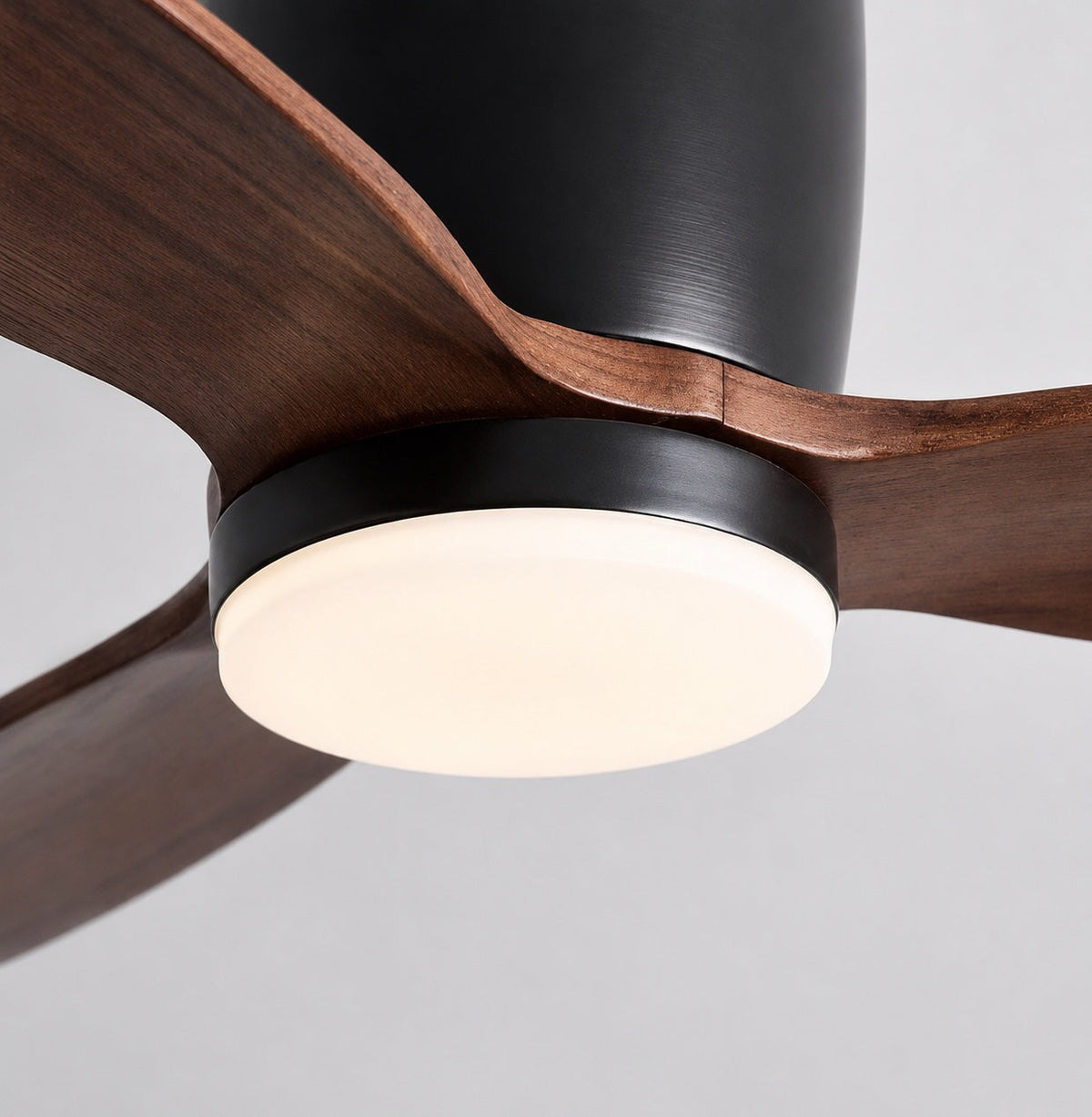 Wood Grain Blade DC Ceiling Fan with 28W LED Light Tri-Colour 91 to 132 cm
