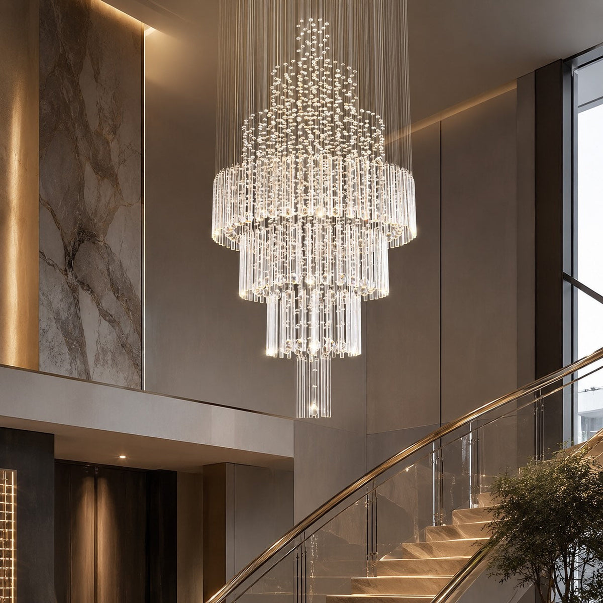 K9 Crystal Raindrop Chandelier Chrome Adjustable LED