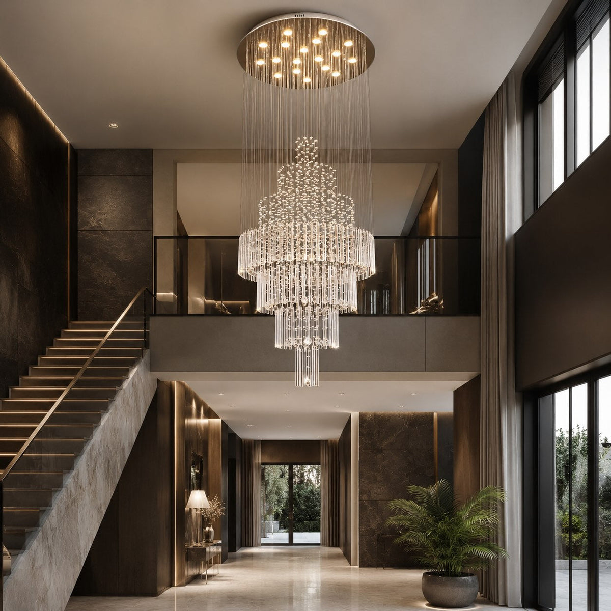 K9 Crystal Raindrop Chandelier Chrome Adjustable LED