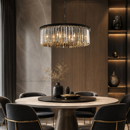 Black K9 Crystal Chandelier Pendant Adjustable Metal LED