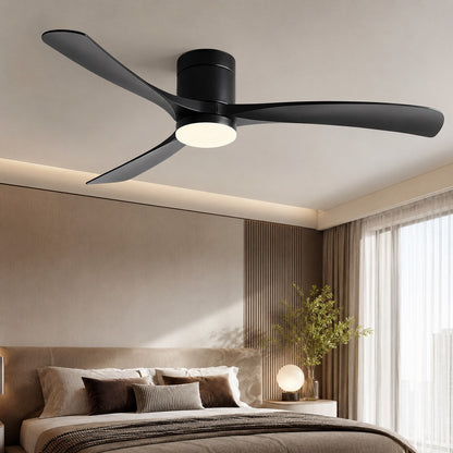 Tri-Colour LED Flush Mount DC Ceiling Fan with Light 2400 Lumens 96 to 142 cm
