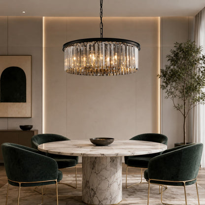 Black K9 Crystal Chandelier Pendant Adjustable Metal LED