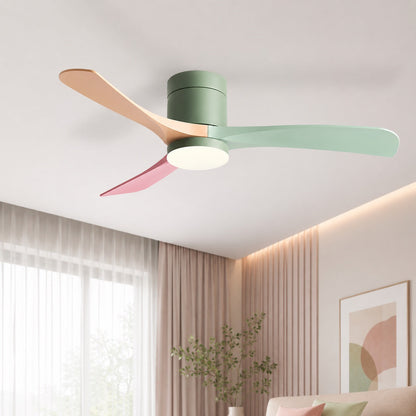 Tri-Colour LED Flush Mount DC Ceiling Fan with Light 2400 Lumens 96 to 142 cm