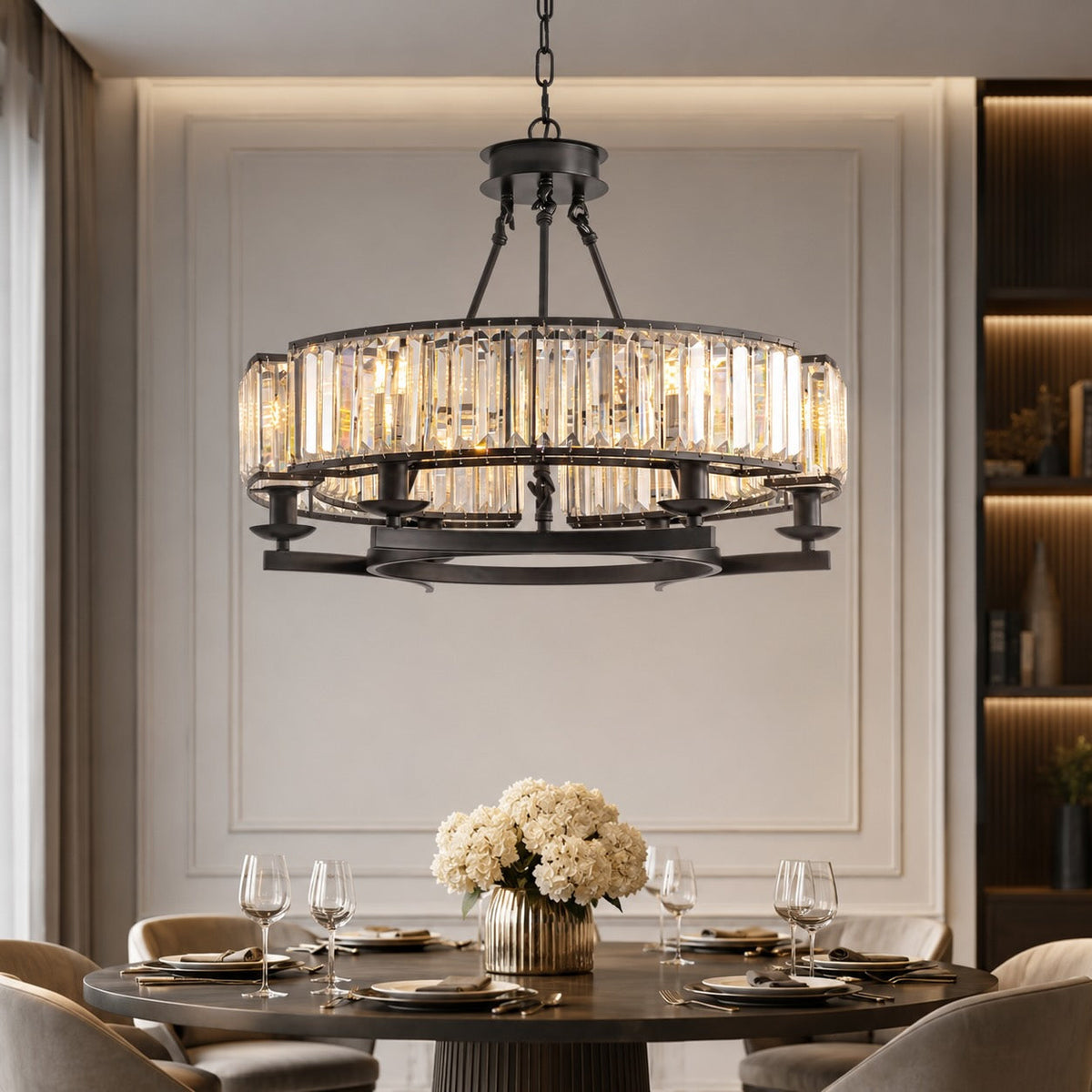 Rustic Crystal Chandelier Black Brown K9 6 or 8 Light