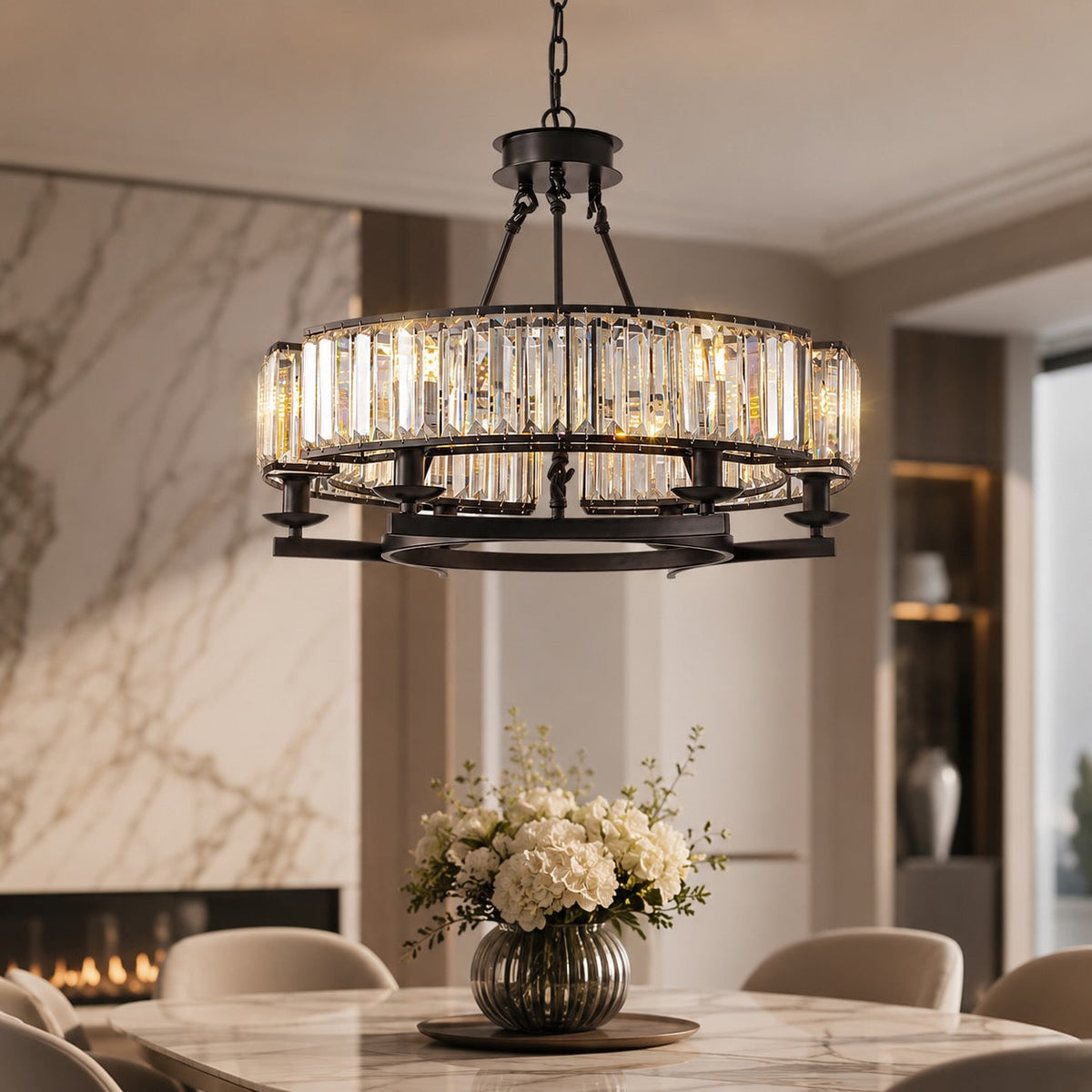 Rustic Crystal Chandelier Black Brown K9 6 or 8 Light