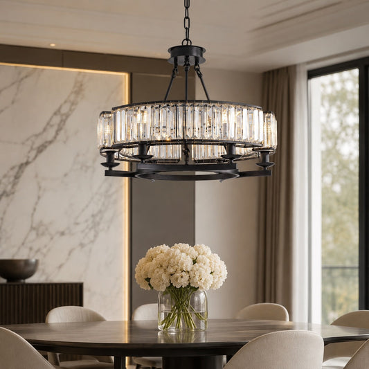 Rustic Crystal Chandelier Black Brown K9 6 or 8 Light