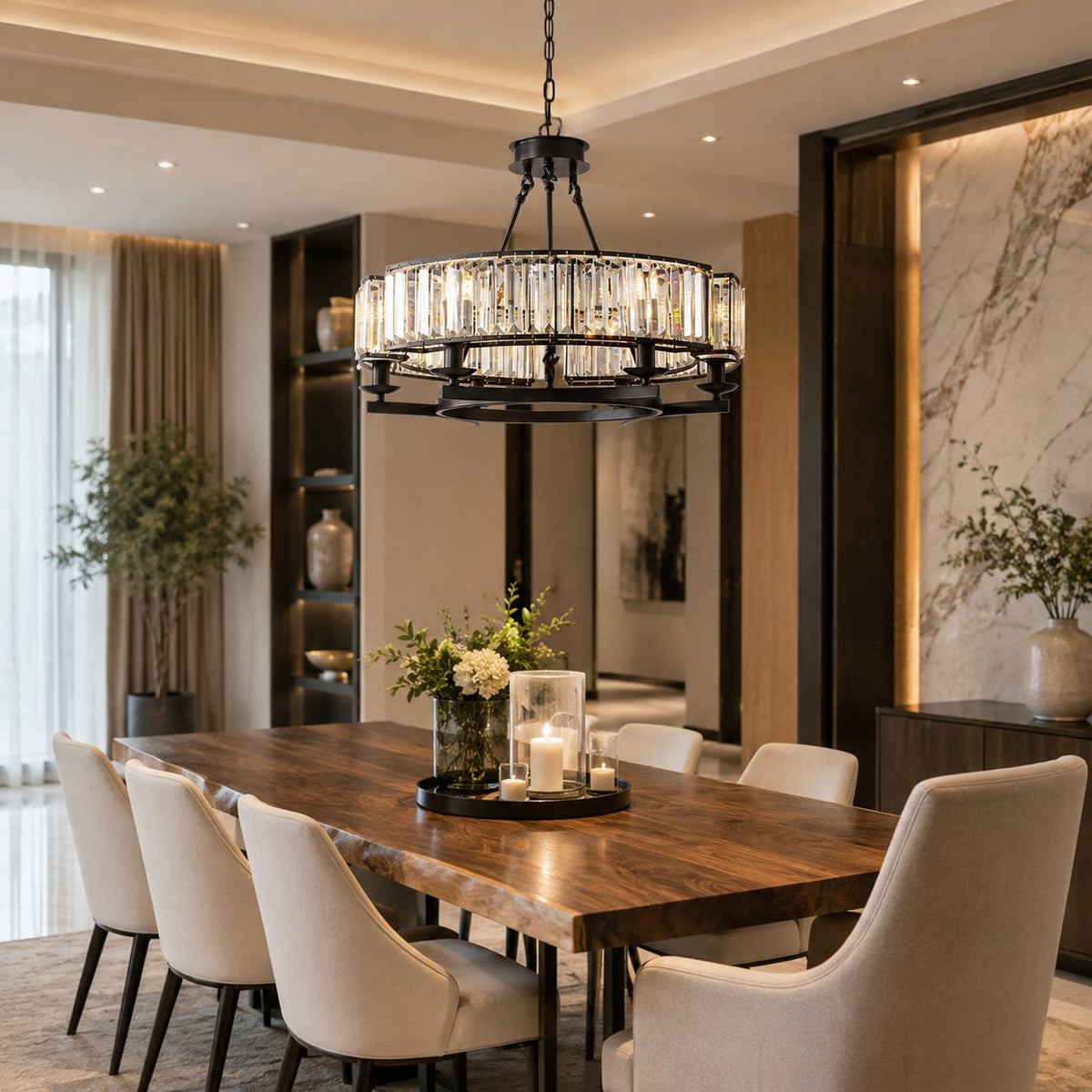 Rustic Crystal Chandelier Black Brown K9 6 or 8 Light