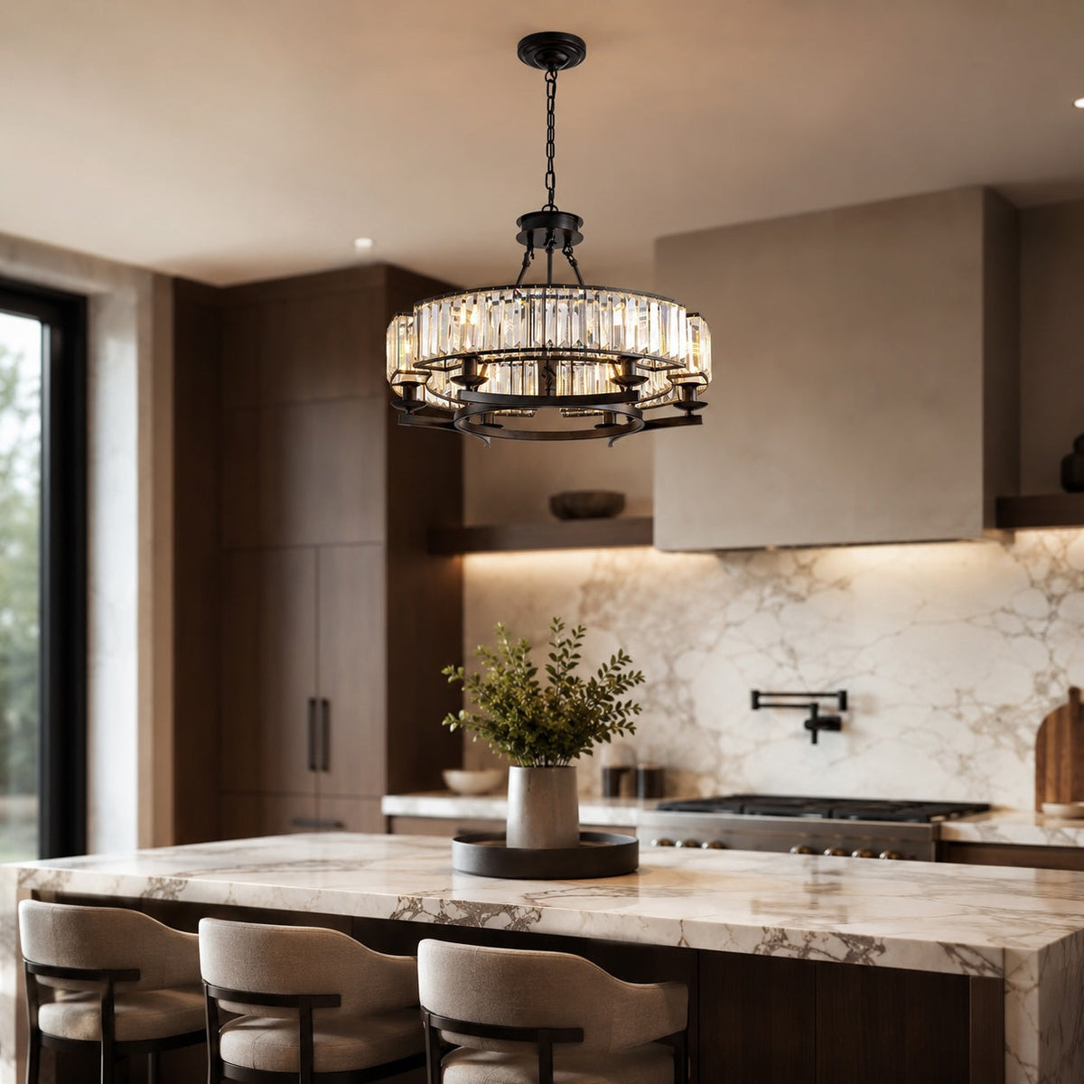 Rustic Crystal Chandelier Black Brown K9 6 or 8 Light