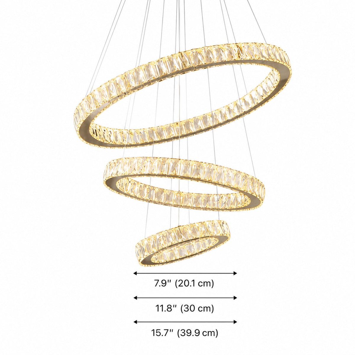 Crystal Multi-Ring Chandelier Adjustable LED Round