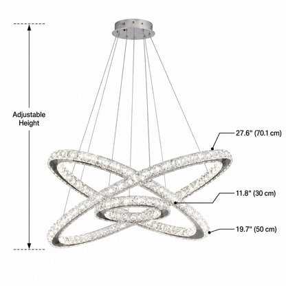 Crystal Multi-Ring Chandelier Adjustable LED Round
