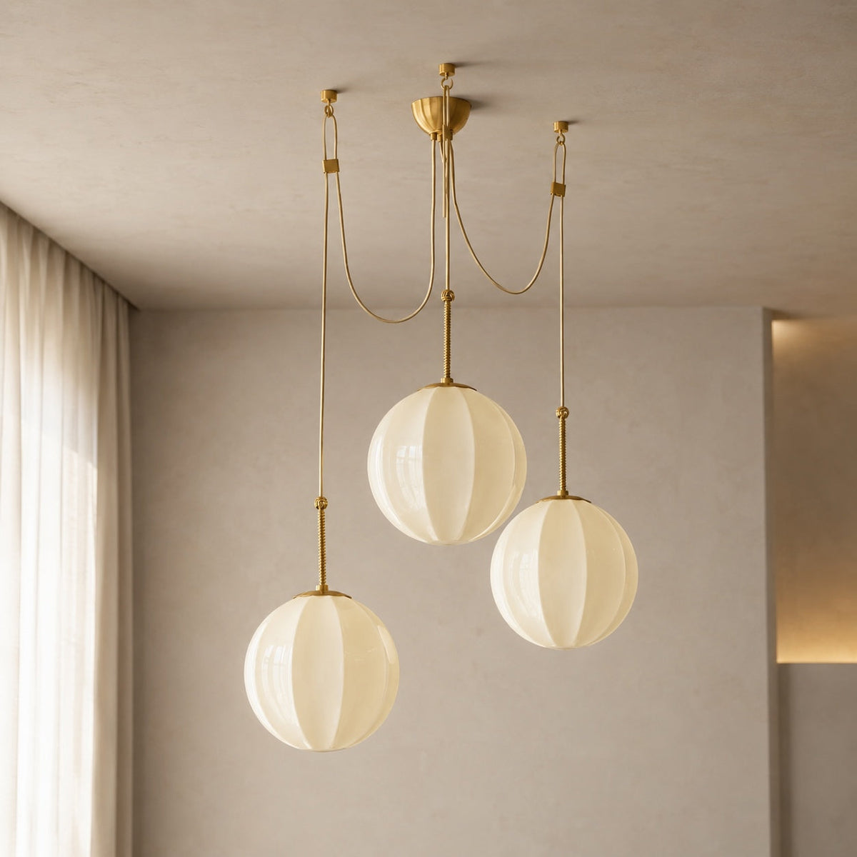 Antique Brass Chandelier Hanging LED Light Fixture