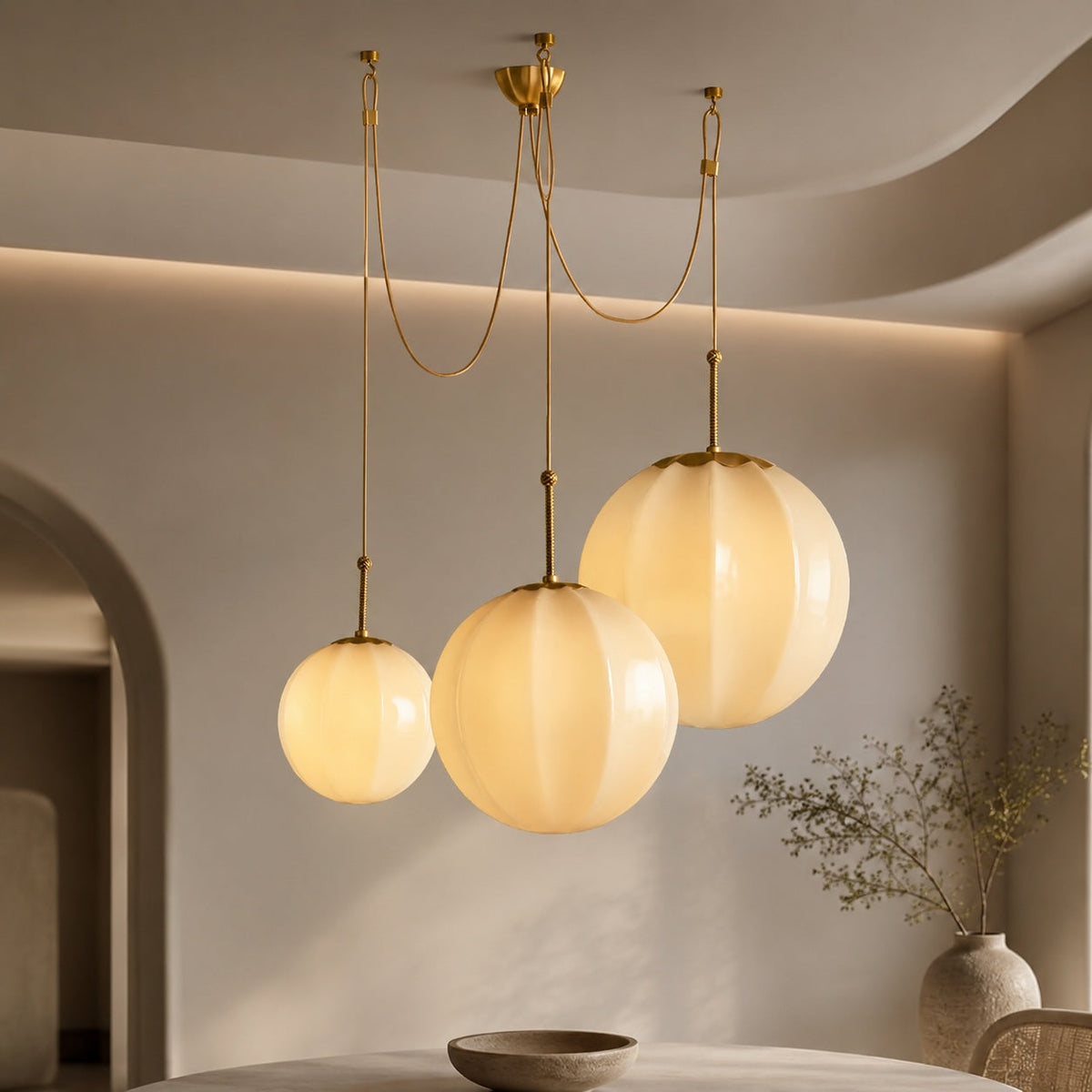 Antique Brass Chandelier Hanging LED Light Fixture