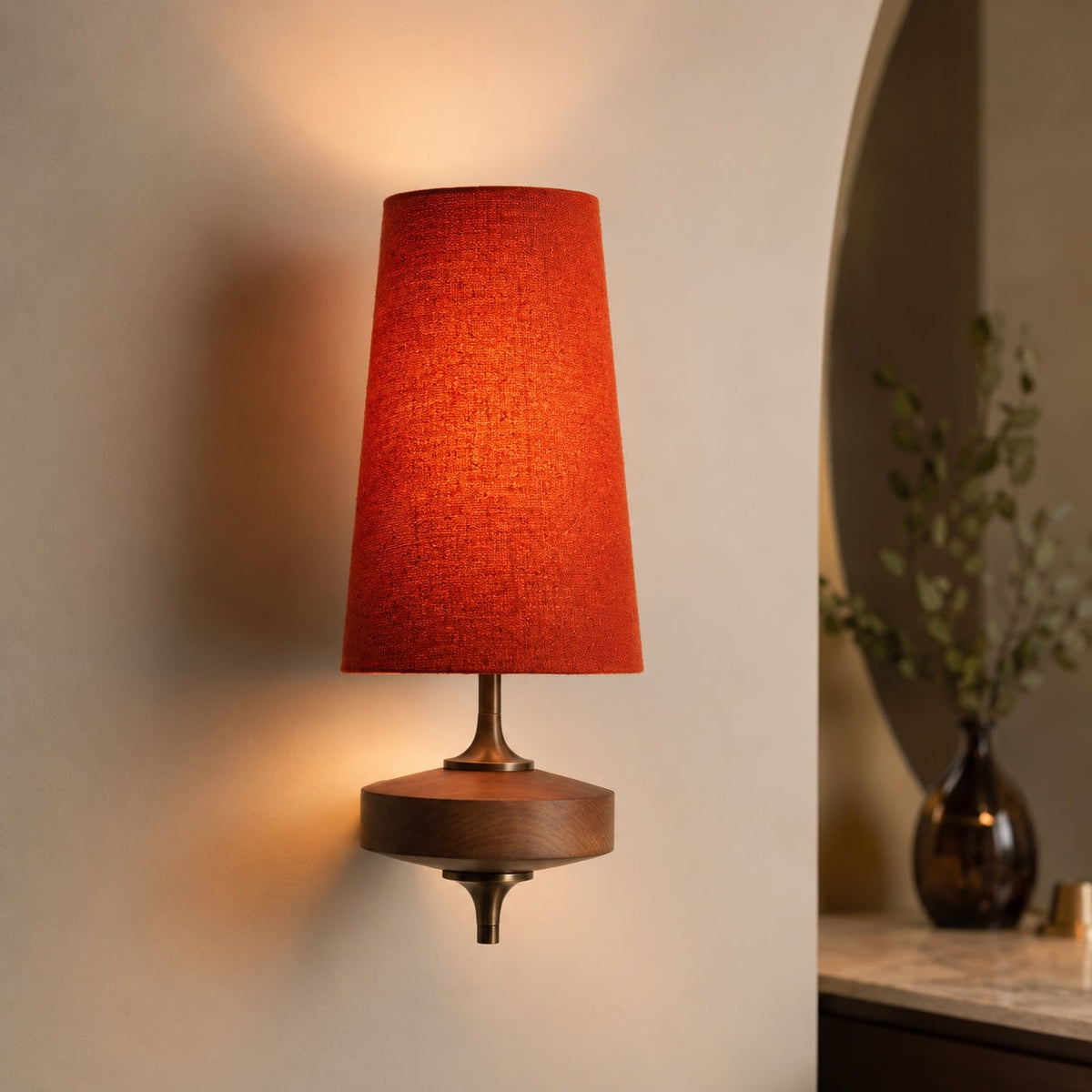 Walnut Metal Wall Sconce Adjustable LED Reading Light
