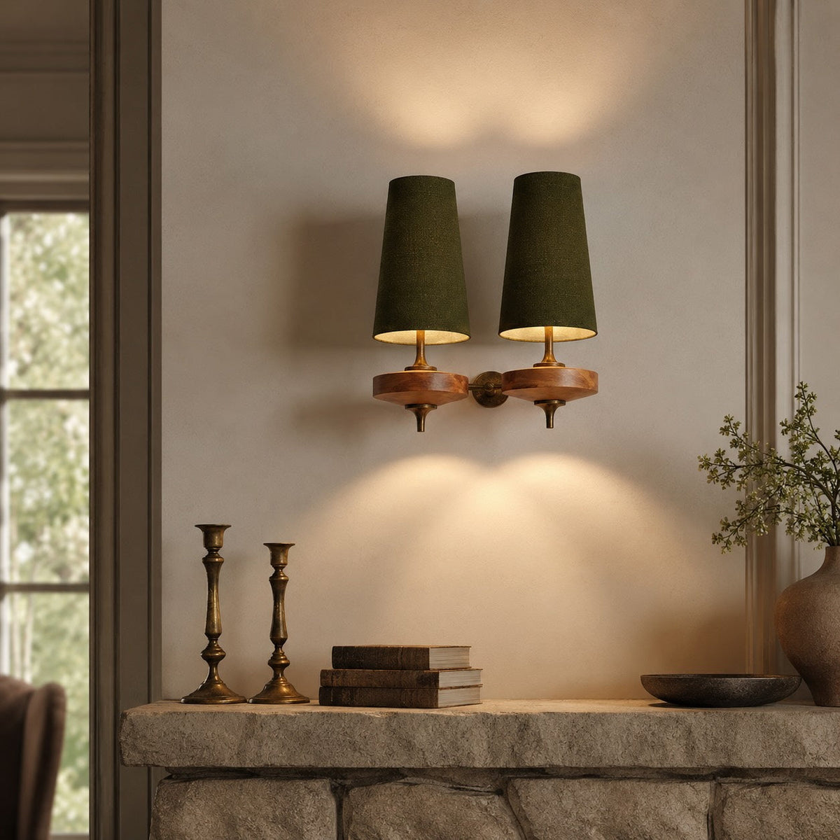 Walnut Metal Wall Sconce Adjustable LED Reading Light