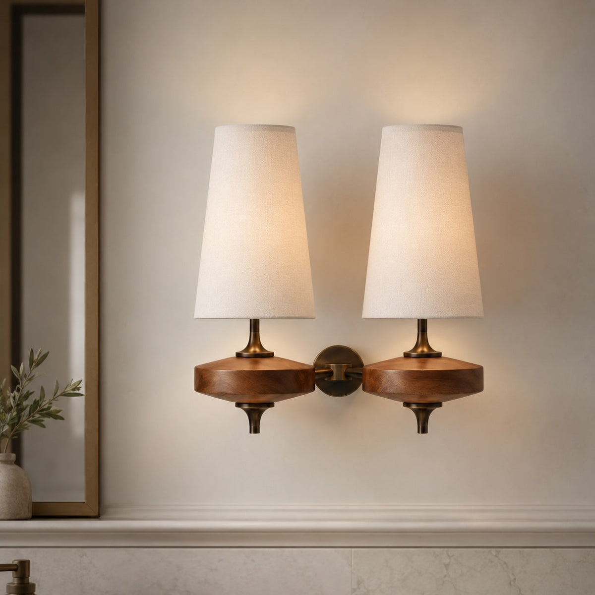 Walnut Metal Wall Sconce Adjustable LED Reading Light