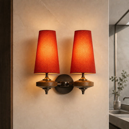 Walnut Metal Wall Sconce Adjustable LED Reading Light