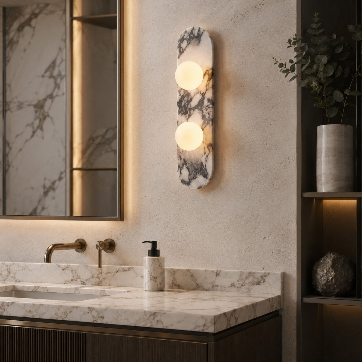 Marble Wall Sconce Adjustable LED Warm Wall Light