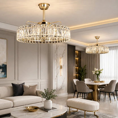 Crystal Shade Ceiling Fan Light Flush Mount Dimmable E12