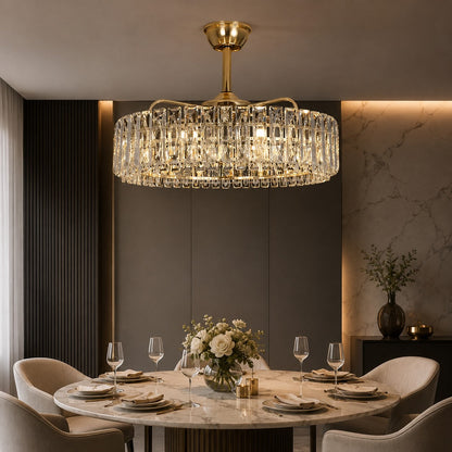 Crystal Shade Ceiling Fan Light Flush Mount Dimmable E12