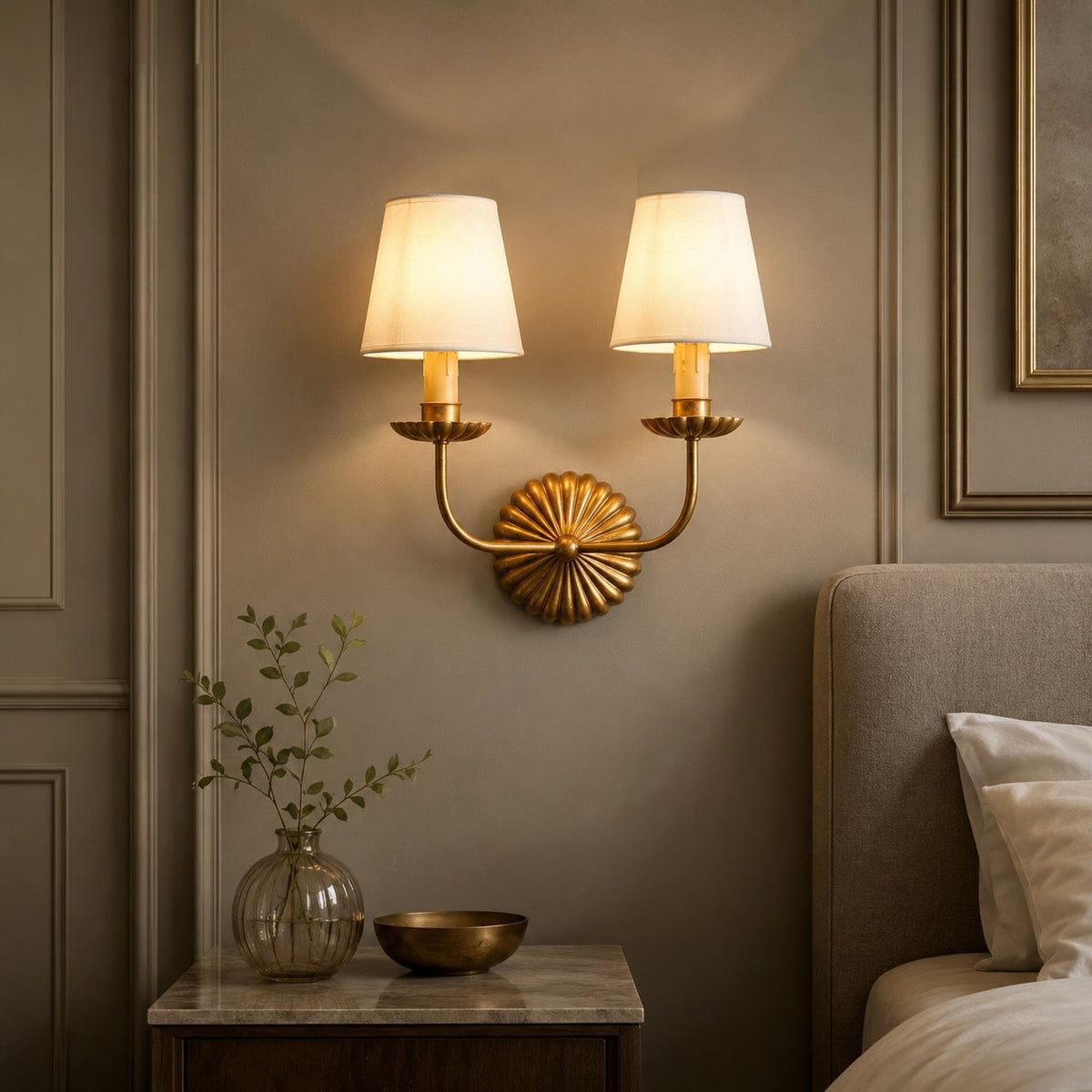 Antique Gold Wall Light Adjustable Metal LED Fixture