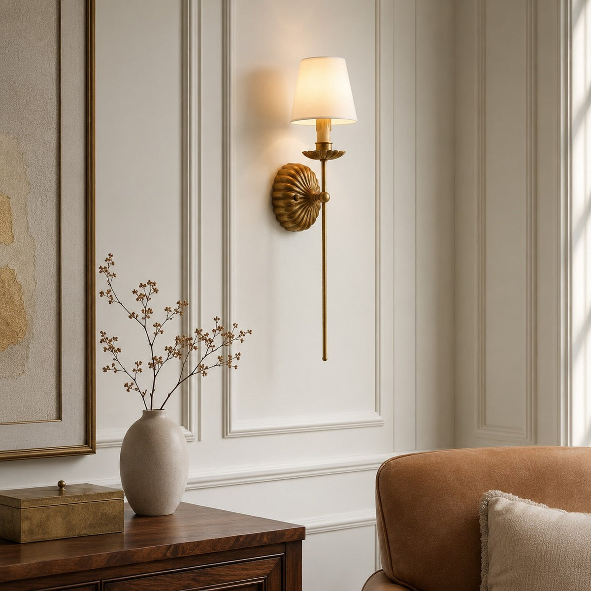 Antique Gold Wall Light Adjustable Metal LED Fixture