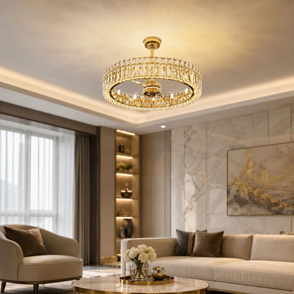 Crystal Shade Ceiling Fan Light Flush Mount Dimmable E12