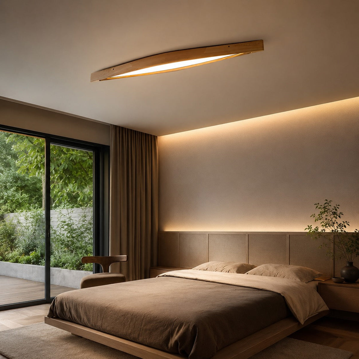 Diamond Wood LED Strip Ceiling Light 148cm Adjustable Colour Temperature