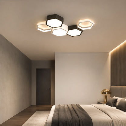 Hexagon Iron Acrylic LED Semi-Flush Ceiling Light 5 to 10 Light Dimmable