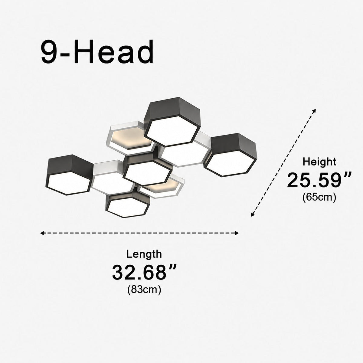 Hexagon Iron Acrylic LED Semi-Flush Ceiling Light 5 to 10 Light Dimmable
