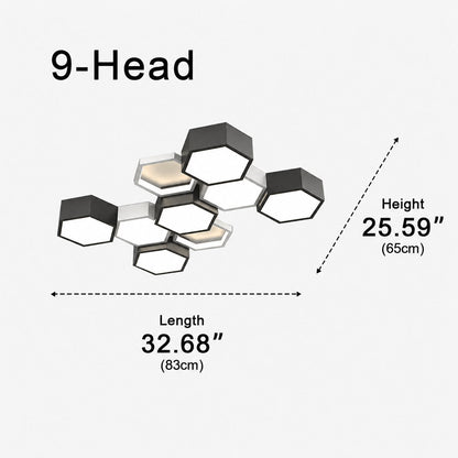 Hexagon Iron Acrylic LED Semi-Flush Ceiling Light 5 to 10 Light Dimmable